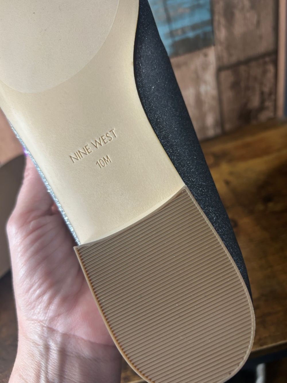 Nine West Silver Glitter Slip-On Loafers with Red Lightning Detail - Picture 12 of 16
